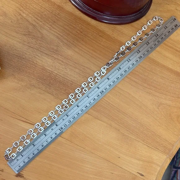 Givenchy Paris Bijoux G logo chain link necklace Silver Tone 30" - Picture 12 of 13